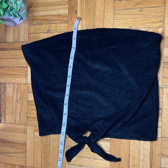 NEW! FAUX VELVET STYLE FRONT TIE TUBE TOP SLEEVELESS CROP PARTY TOP SHIRT - Picture 8 of 8